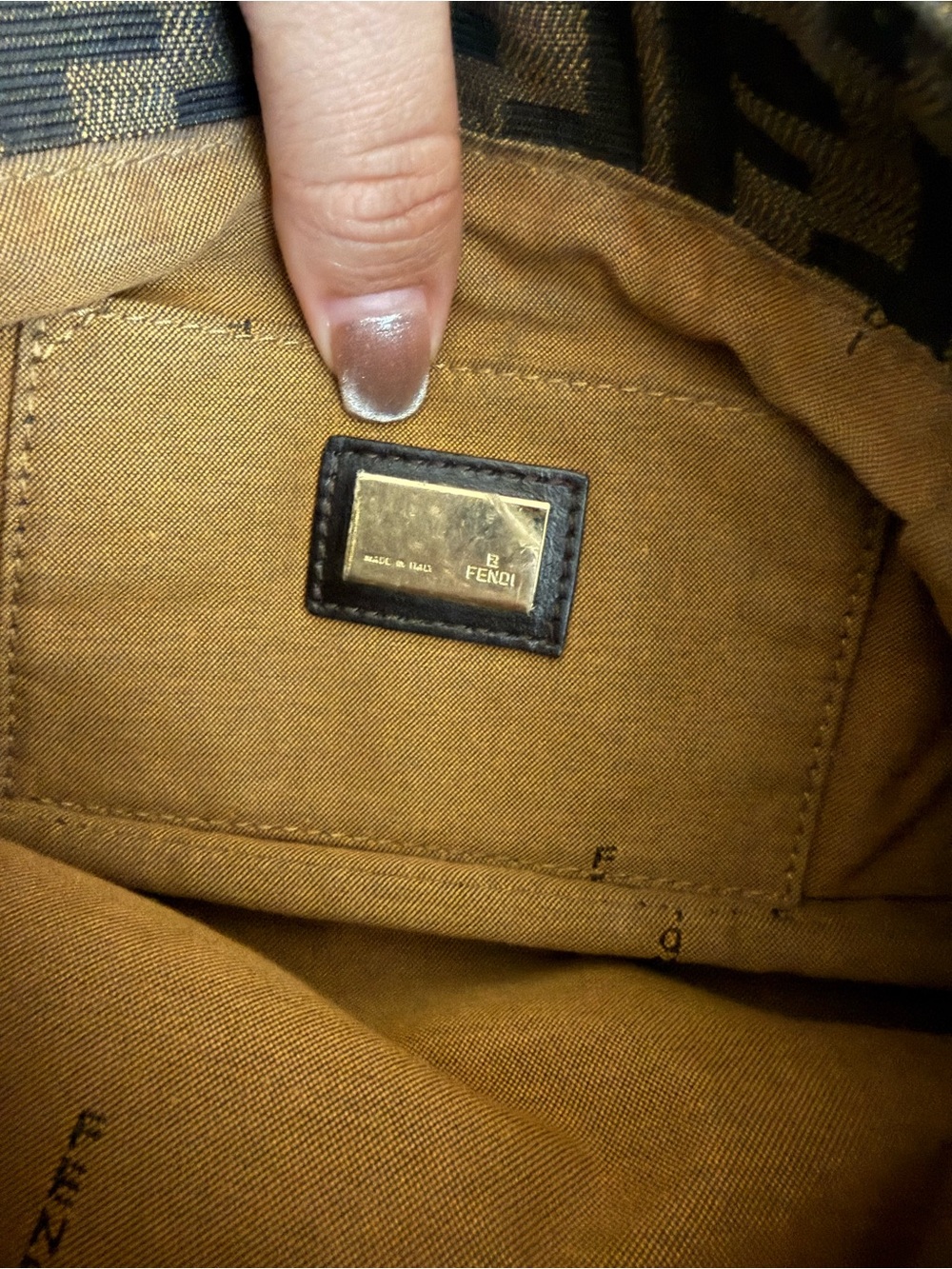 Fendi Brown FF Logo Canvas Shoulder Bag with Charm - Picture 10 of 11